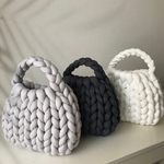 【再販】ダークグレー　マンドゥバッグ　Mサイズ　ハンドバッグ　チャンキーニット