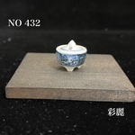 ミニチュア陶器　香炉　染付山水小紋図