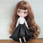 rie16gin様538.※単品※フリルたっぷり黒のフィッシュテイルスカート※ブライスアウトフィット※1/6ドール服