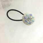 【ブルー系】紫陽花のくるみボタン（ヘアゴム）