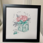  present box🎁クロスステッチ刺繍額