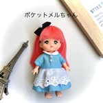 アリス風ワンピース&ヘアアクセセット＊ポケットメルちゃんの服・ポケメル＊