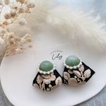 ◆black×greenインド刺繍ピアス／イヤリング