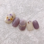 flower × purple〜   ネイルチップ  フラワー　お花　紫　パープル　大人可愛い　上品　シンプル　nail