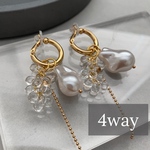 4way hoop earring 🫧 k16gp   ブライダル　ウェディング　結婚式　前撮り　ロケーションフォト　パール　シンプル　ゴールド　オケージョン