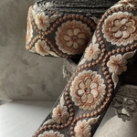 [実物のお色味と違う場合があります] インド刺繍リボン　花　インド刺繍　スパンコール　刺繍リボン　リボン　りぼん　※10月8日よりゆうパケットにて発送