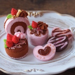 バレンタインセット♡フェルトケーキ2個&ロールケーキ1個&クッキー3個
