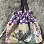 アッシュデザイン　花と猫の輪舞　リュビ&サフィー　巾着