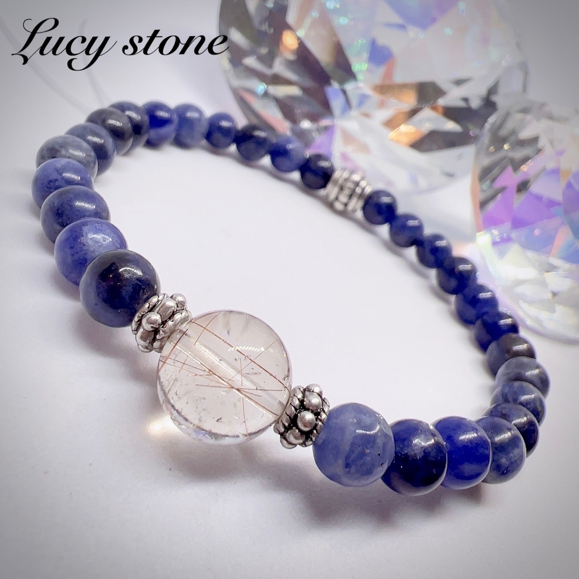 天然石 パワーストーン ブレスレット 数珠17cm ラリマー サファイア 天眼石