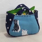 黒ねこ　余り布ちっちゃトートバック