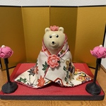 しろくま貯金箱  ひな祭り　お着物&つまみ細工ネックレス&花冠　のセット
