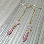 天然石とチェコビーズのチェーンピアス※イヤリング(ピンク)
