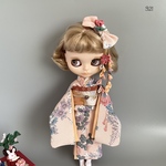 No.321  1/6サイズドール振袖　四季草花金彩　桃