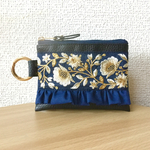 インド刺繍リボンのカラビナポーチ