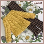 22cmドール用🤎マフラー付き縄編みセーター /イエロー　リカちゃん　ブライス