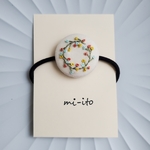 刺繍ヘアゴム🌷　no.1105    くるみボタン　💛送料無料💛　