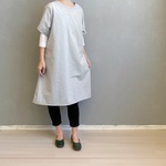 織りドットが美しいポンチョワンピース。ペールグレー。 М・Ｌ【受注製作】