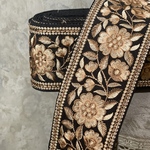 [実物のお色味と違う場合があります] インド刺繍リボン　花　インド刺繍　スパンコール　刺繍リボン　リボン　りぼん　※10月8日よりゆうパケットにて発送