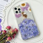 紫陽花押し花スマホケース、全機種対応、iFace風、手帳型、ストラップホルダ一、iPhone15、iPhone15Pro、iPhone15plus、iPhone14、iPhone14Pro