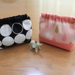 【F様専用】ぷっくり北欧柄のバネポーチ　しずく柄ピンク