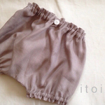 リネンのサルエルかぼちゃパンツ　80 あずきクリーム