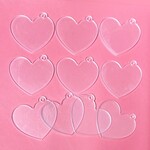 穴あき ハート 型 アクリル板 10枚で990円～ キーホルダー ハンドメイド ワークショップ 透明 厚さ3㍉ 製作用 ディンプルアート XB048-c