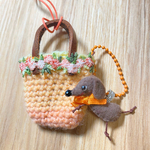 🧡🐶🧡オレンジリボンの小さなワンコちゃんとミニマルシェバッグ