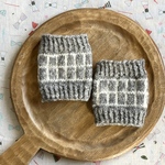 受注制作☆ミニリストウォーマー☆ホワイト×グレー