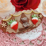 SALE ストロベリーベア　チョコレート×ダークチョコレート　フェイクスイーツ　ヘアクリップ