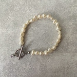 N1651【silver】pearl bracelet (allサージカルステンレス)