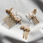 氷柱　クリスタル　水晶　天然石　枝　コーム　ウェディング　ヘア　結婚式　お呼ばれ　などに