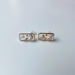 淡水パール×長方形樹脂ピアス・樹脂ピアス・イヤリング