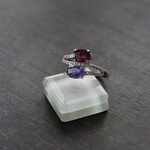 ロードライトガーネット＆アイオライト　2粒クーランデールリング　SILVER925　