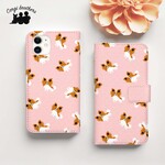 【 パピヨン パターン柄 】手帳 スマホケース　犬　うちの子　プレゼント　iPhone & Android