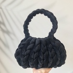 ブラック　ベロア　マンドゥバッグ　Mサイズ　ショルダーバッグ　チャンキーニット