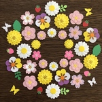 ペーパーフラワー＊春の花セット＊リーフ付き90枚＊クラフトパンチ＊アルバム＊花蝶