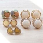 限定2set シャンクボタン 10個 三日月 ブチ ドット キラキラ ラメ マーブル カボション 裏穴 足つき ハート