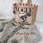 1点物！ベージュ合皮生地VOGUE×ヒール👠トートバッグ👜【319】