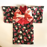 小型犬☆猫用着物椿柄(墨色)LTサイズ