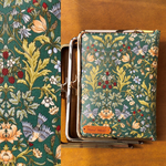 ダマスク風バード柄(グリーン)ラミネートがま口母子手帳ケース・お薬手帳ケース  口金選択可