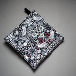 鍋掴み&鍋敷　2wayミトン　ウィリアムモリス　植物・鳥　ブラック　黒