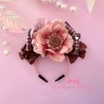 カチューシャ　単品🌹チョコ&ピオニー🌹くすみピンク🎀robe🎀