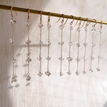 【14kgf】オイルインハーキマーダイヤモンドの連ピアス イヤリング 耳飾り