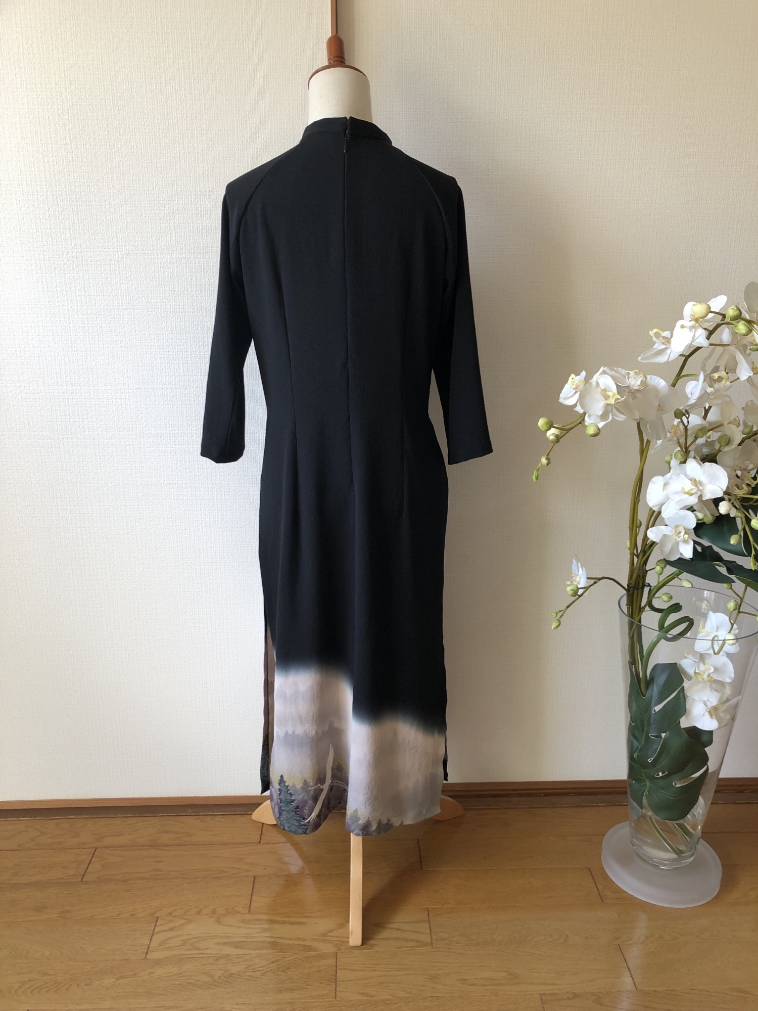 30%off)黒留のアオザイ／着物リメイク・一点物・セレモニーにも