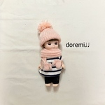 ボンボンニット帽andマフラーand手袋(ピーチ) ソランちゃん　メルちゃん