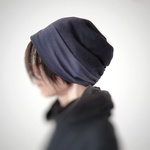 ターバンな帽子　ネイビー リバーシブルC