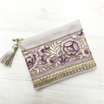 インド刺繍リボン＊タッセルポーチ