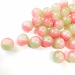 再入荷！10mmガラスビーズPink×Green40個セット【B10-88】