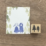 【ならんだ木】イラストはんこ　2cm角　ラバースタンプ294