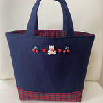 トートバッグ♡赤チェック♡サブバッグ♡お弁当バッグ♡ワッペン♡限定♡ハンドバッグ♡